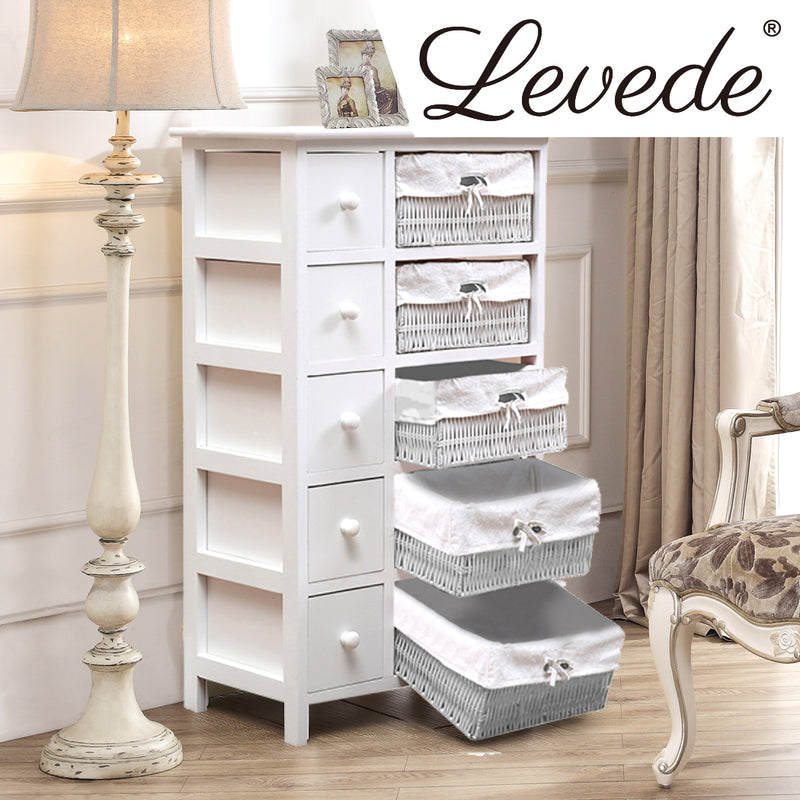 Levede Bedside Tables Chest of 5 Drawers Wood Storage Cabinet Bedroom Furniture