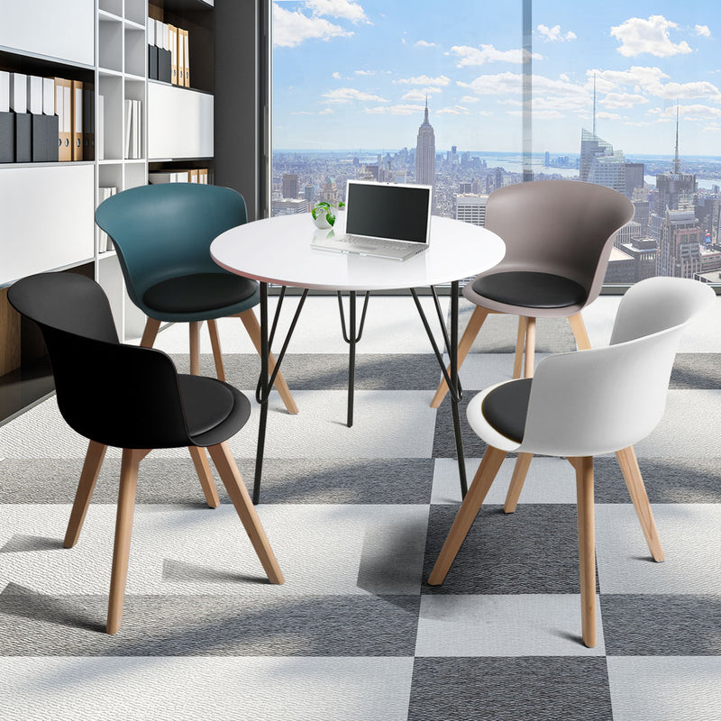 Office Meeting Table Chair Set 4 PU Leather Seat Dining Tables Chair Round Desk Type 1