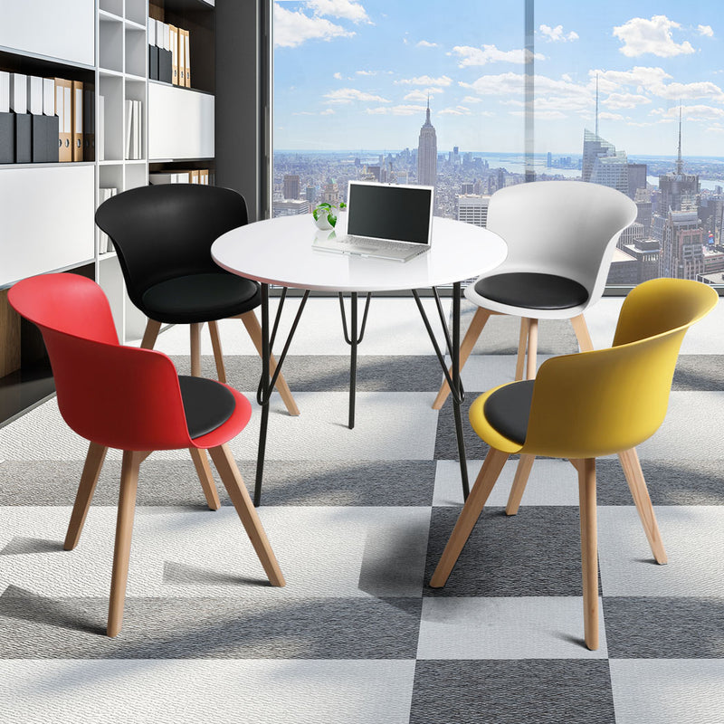 Office Meeting Table Chair Set 4 PU Leather Seat Dining Tables Chair Round Desk Type 2