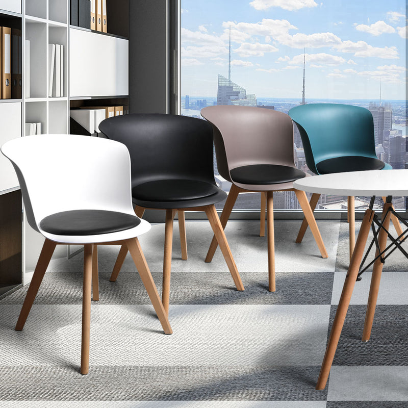 4Pcs Office Meeting Chair Set PU Leather Seats Dining Chairs Home Cafe Retro Type 1