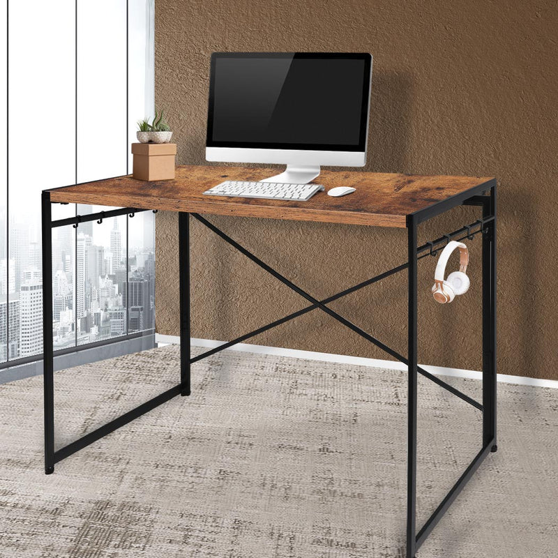 Levede Office Desk Computer Work Student Study Metal Foldable Home Table Oak