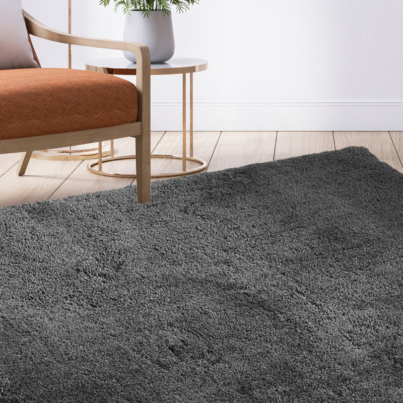 Ultra Soft Anti Slip Rectangle Plush Shaggy Floor Rug Carpet 120x170cm Charcoal
