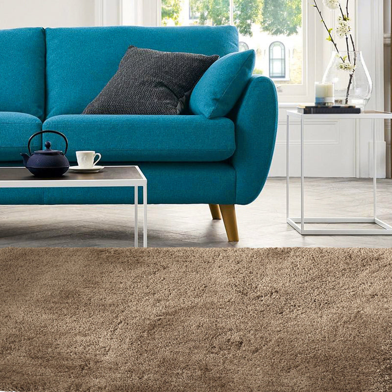 Ultra Soft Anti Slip Rectangle Plush Shaggy Floor Rug Carpet in Taupe 60x220cm