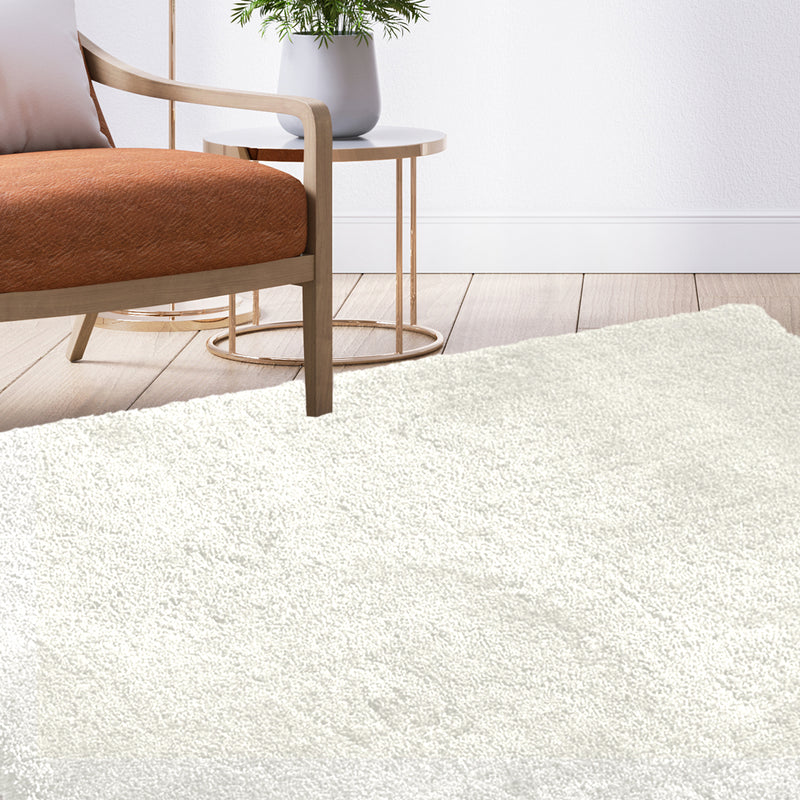 Ultra Soft Anti Slip Rectangle Plush Shaggy Floor Rug Carpet in Beige 90x150cm