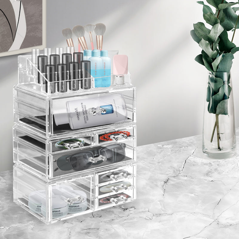 Cosmetic 8 Drawer Makeup Organizer Storage Jewellery Holder Box Acrylic Display