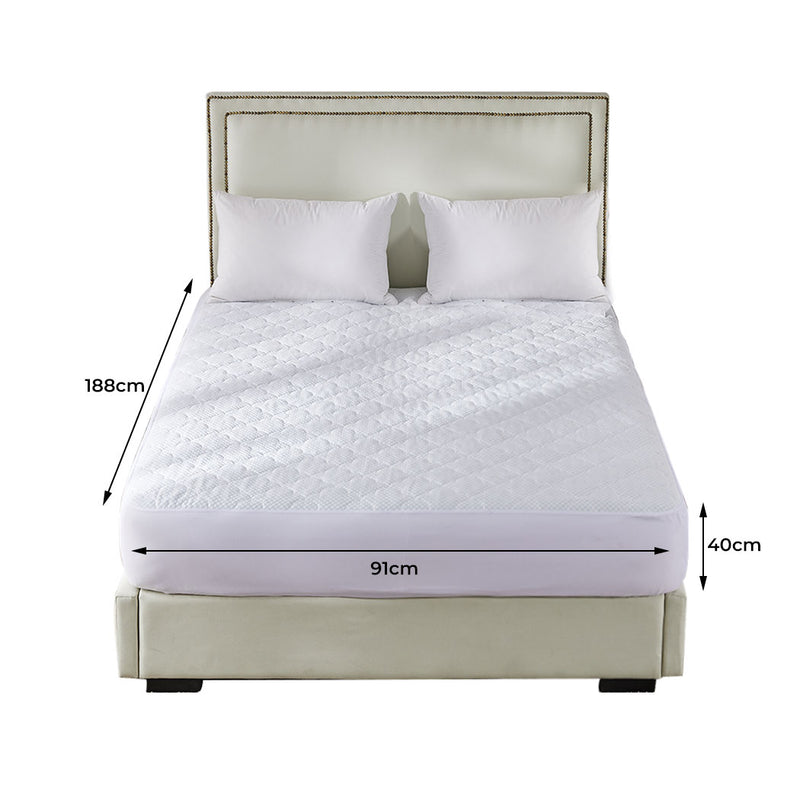 Dreamz Mattress Protector Topper Cool Fabric Pillowtop Waterproof Cover Single