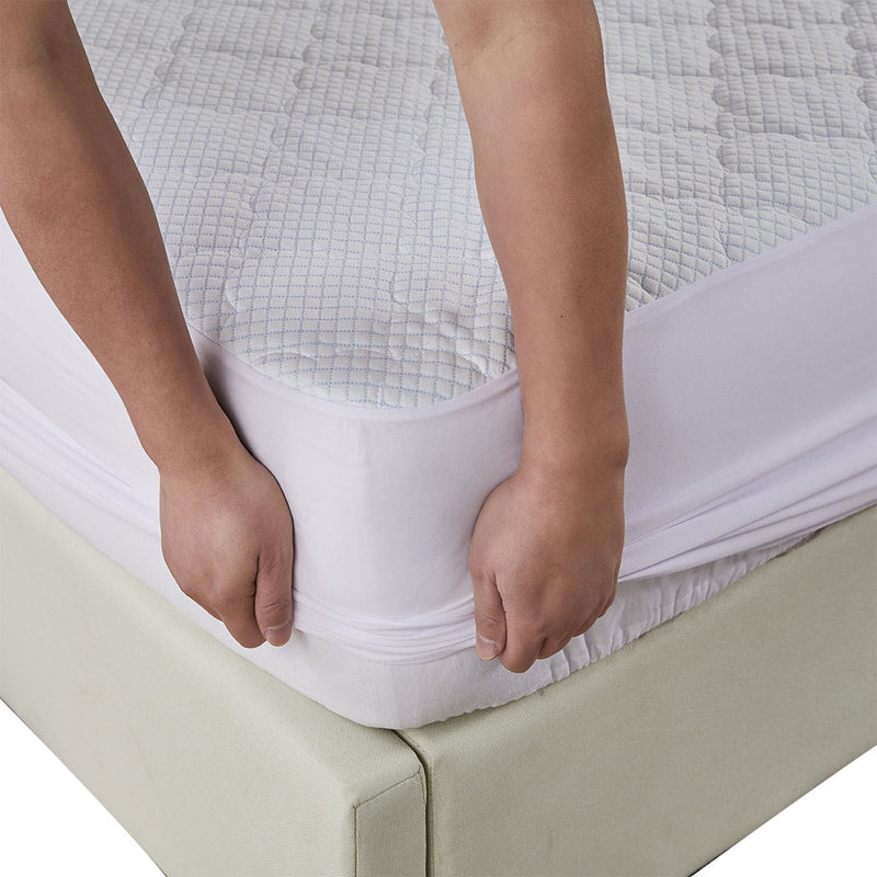 Dreamz Mattress Protector Topper Cool Fabric Pillowtop Waterproof Cover Single