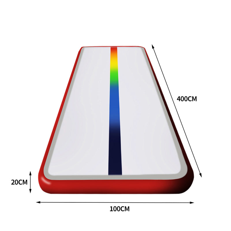 4x1M Inflatable Air Track Mat Tumbling Pump Floor Home Gymnastics Gym in Red