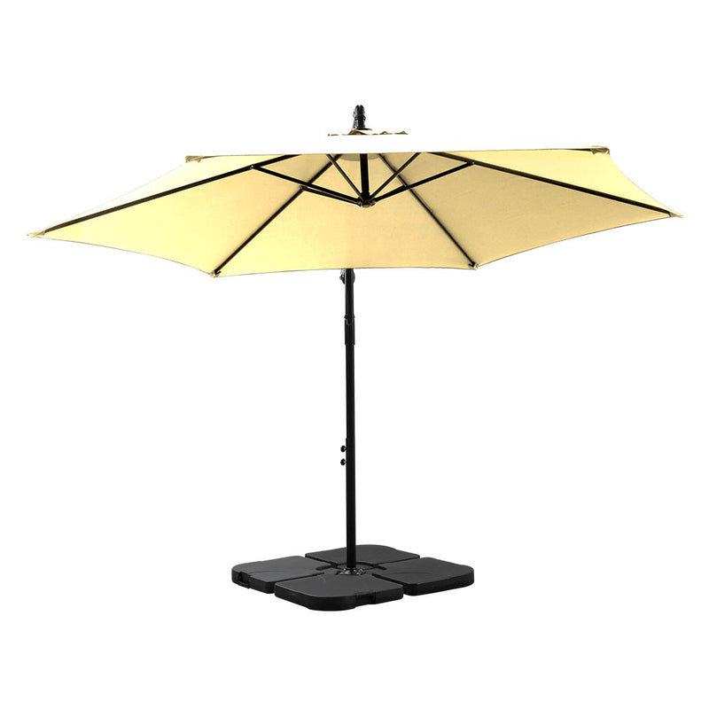 3M Outdoor Umbrella Cantilever Umbrellas Base Stand UV Shade Garden Patio Beach