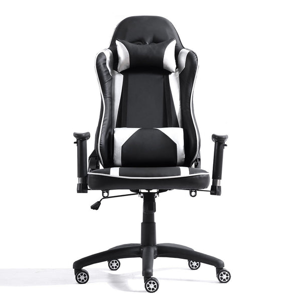Levede Executive Gaming Office Chair Racing Computer PU Leather Recliner Silver