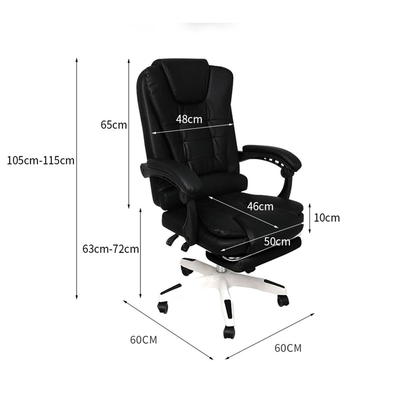 Gaming Chair Office Computer Seat Racing PU Leather Executive Footrest Racer Black