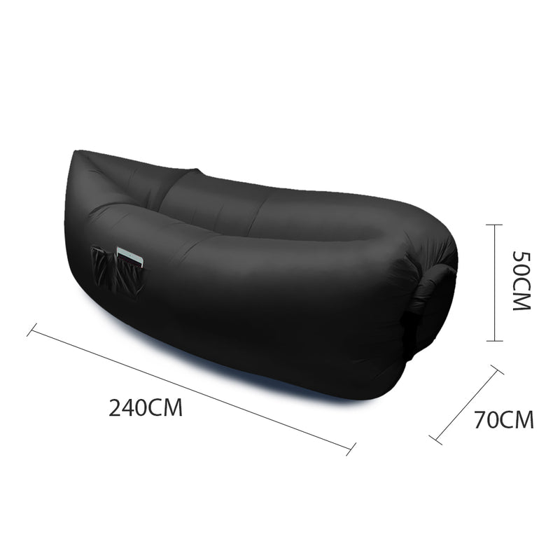 Inflatable Swimming Pool Air Sofa Lounge Sleeping Bag Bed Beach Couch Black