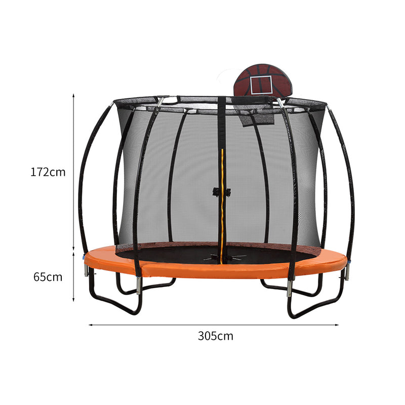 Trampoline Round Trampolines Mat Springs Net Safety Pads Cover Basketball 10FT