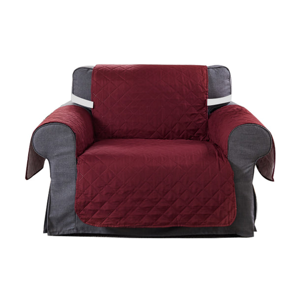 1 Seater Sofa Covers Quilted Couch Lounge Protectors Slipcovers Wine