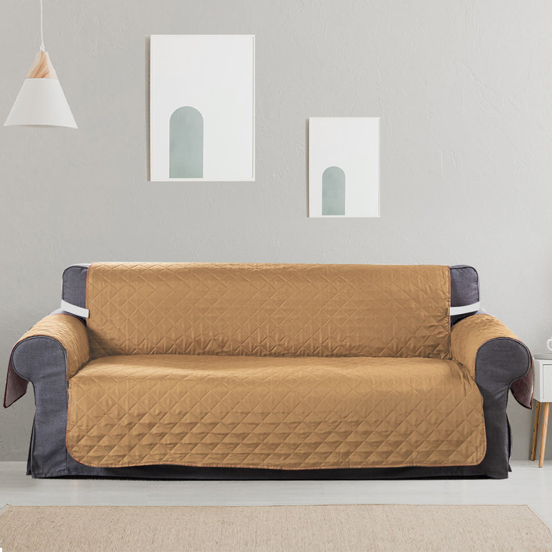Sofa Cover Couch Lounge Protector Quilted Slipcovers Waterproof Ginger 335cm x 218cm