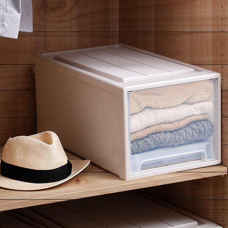 2x Plastic Wide Drawer Shoes Storage Boxes Stackable Clothes Kids Toys Organiser