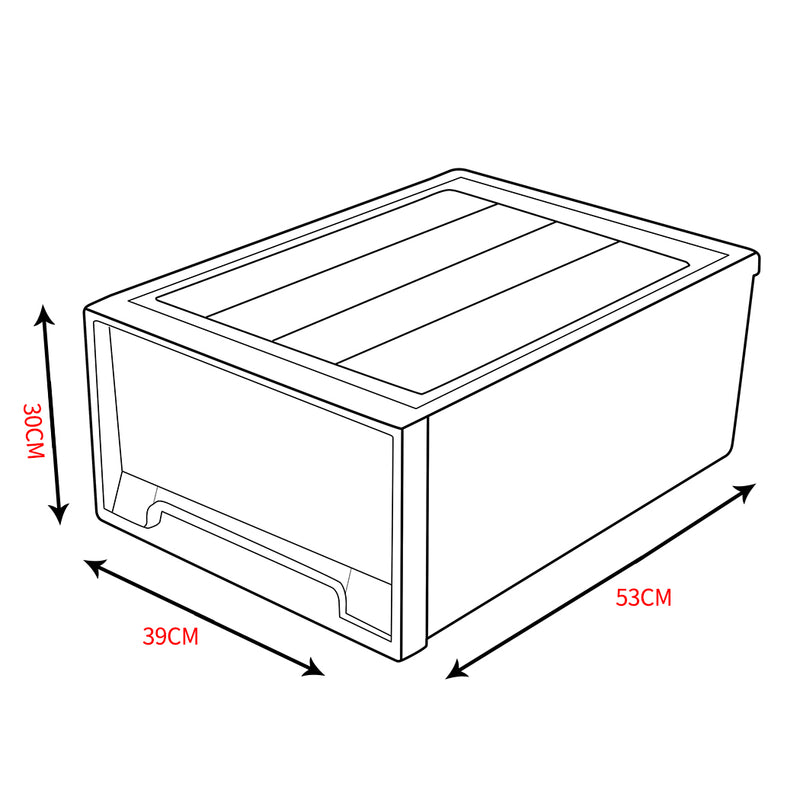 2x Plastic Wide Drawer Shoes Storage Boxes Stackable Clothes Kids Toys Organiser