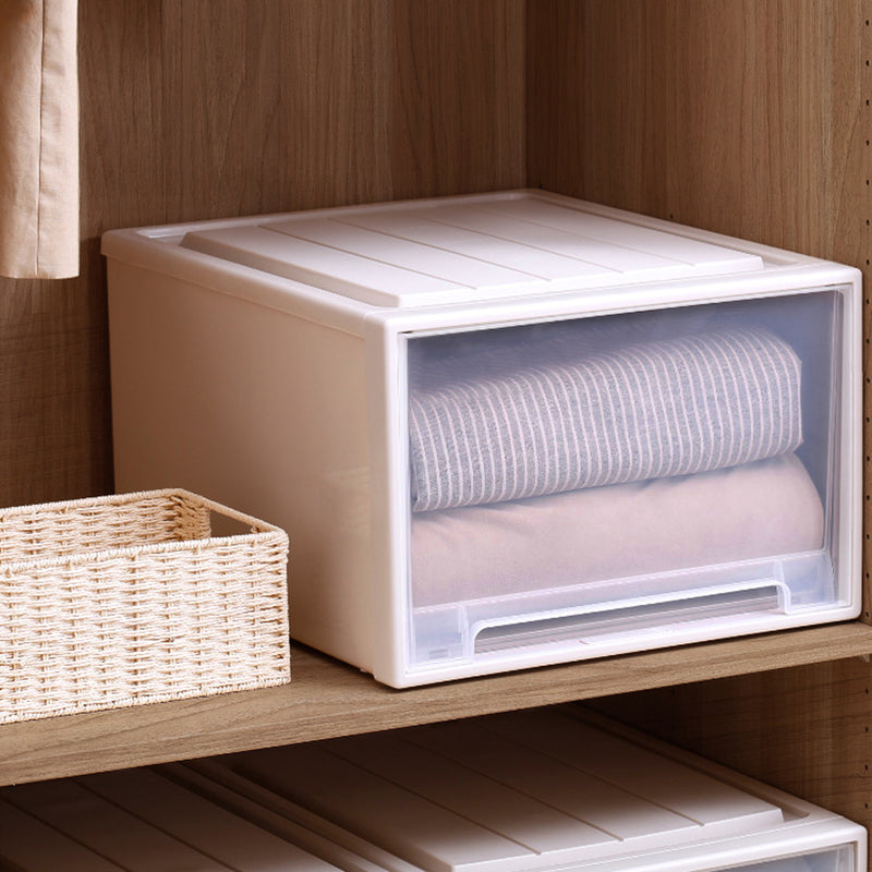 2x Plastic Wide Drawer Shoes Storage Boxes Stackable Clothes Kids Toys Organiser