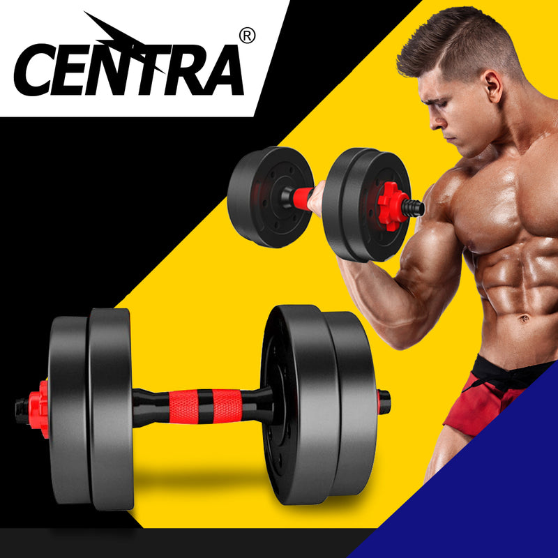 Dumbbells Barbell Weight Set 15KG Adjustable Rubber Home GYM Exercise Fitness