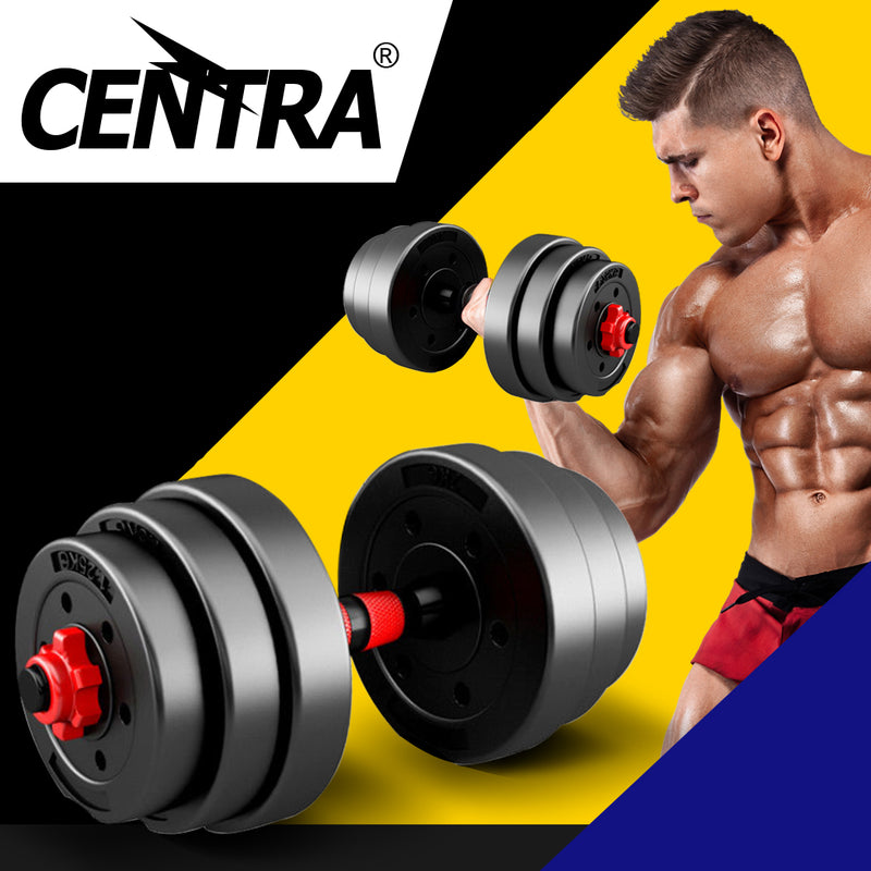 Dumbbells Barbell Weight Set 20KG Adjustable Rubber Home GYM Exercise Fitness