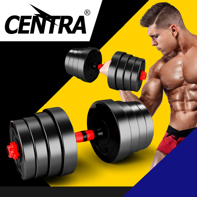 Dumbbells Barbell Weight Set 30KG Adjustable Rubber Home GYM Exercise Fitness