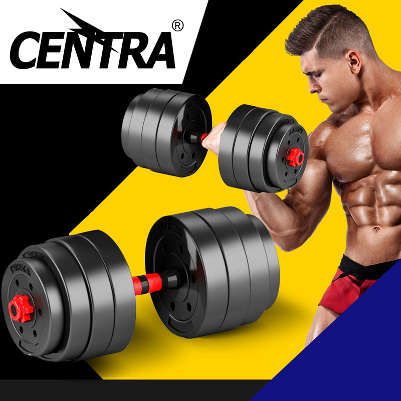 Dumbbells Barbell Weight Set 40KG Adjustable Rubber Home GYM Exercise Fitness