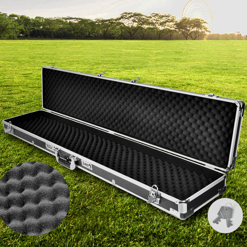Portable Hard Aluminium Double Hunting Gun Cases Safe Bag Rifle Shot Carry Boxes