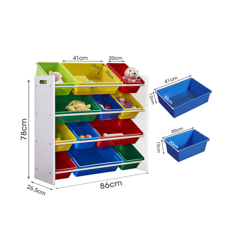 Levede 12Bins Kids Toy Box Bookshelf Organiser Display Shelf Storage Rack Drawer