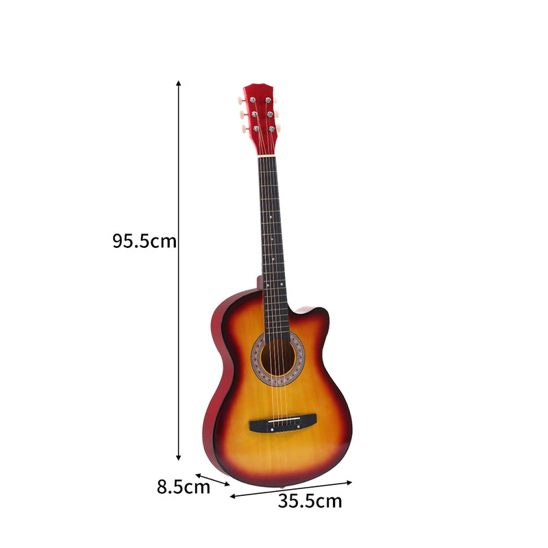 BoPeep 38 Inch Wooden Folk Acoustic Guitar Classical Cutaway Steel String w/ Bag
