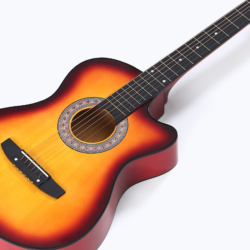 BoPeep 38 Inch Wooden Folk Acoustic Guitar Classical Cutaway Steel String w/ Bag