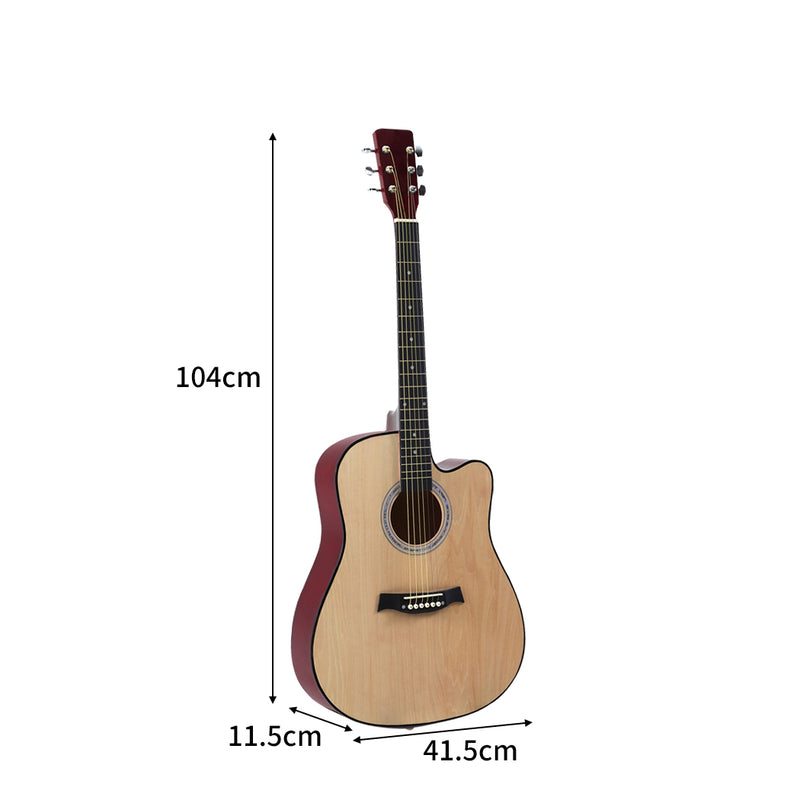 BoPeep 41 Inch Wooden Folk Acoustic Guitar Classical Cutaway Steel String w/ Bag