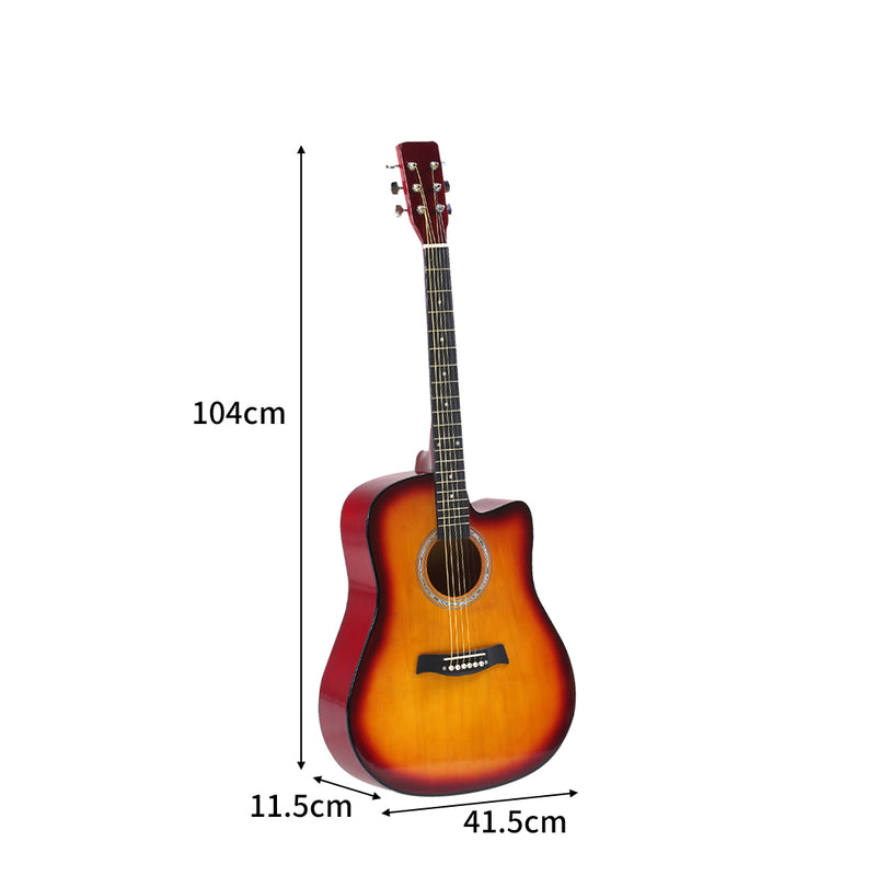 BoPeep 41 Inch Wooden Folk Acoustic Guitar Classical Cutaway Steel String w/ Bag