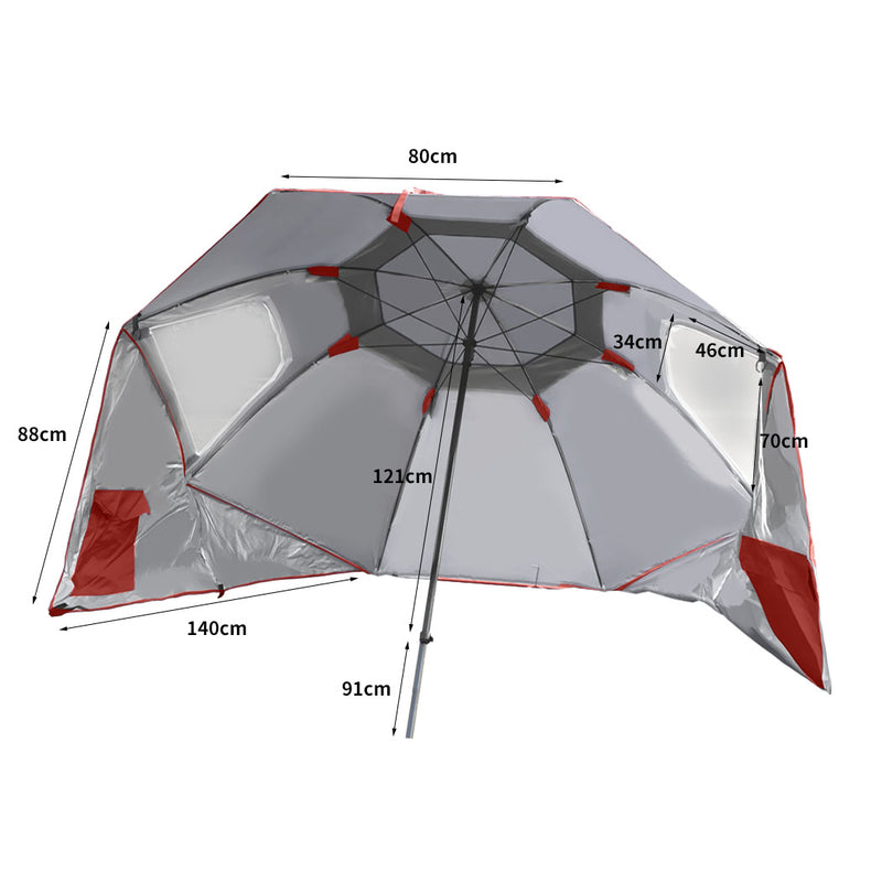 Umbrella Beach Outdoor Umbrellas Sun Shade Weather Patio Garden Shelter 2M Red