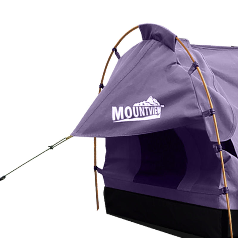 Mountview King Single Swag Camping Swags Canvas Dome Tent Hiking Mattress Purple