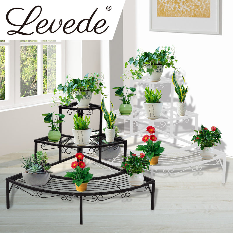 Levede Outdoor Indoor Pot Plant Stand Garden Metal 3 Tier Planter Corner Shelf