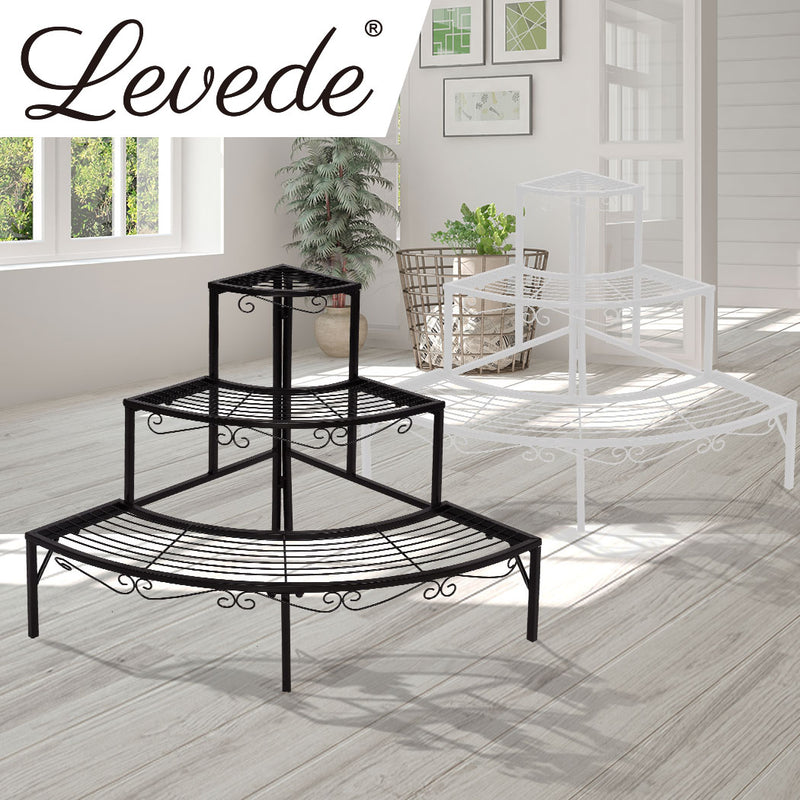 Levede Outdoor Indoor Pot Plant Stand Garden Metal 3 Tier Planter Corner Shelf