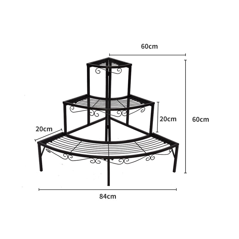2x Levede Outdoor Indoor Plant Stand Garden Metal 3 Tier Planter Corner Shelf