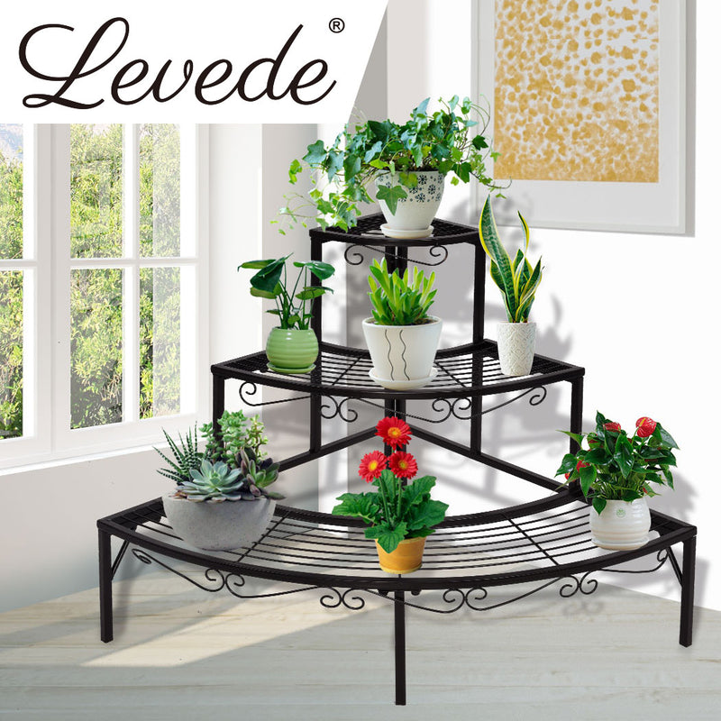 2x Levede Outdoor Indoor Plant Stand Garden Metal 3 Tier Planter Corner Shelf