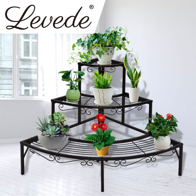 2x Levede Outdoor Indoor Plant Stand Garden Metal 3 Tier Planter Corner Shelf