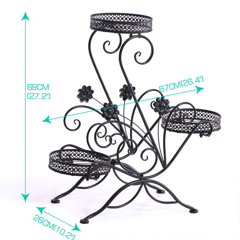 Levede Plant Stand Outdoor Indoor Metal Flower Pots Rack Corner Planter Shelf