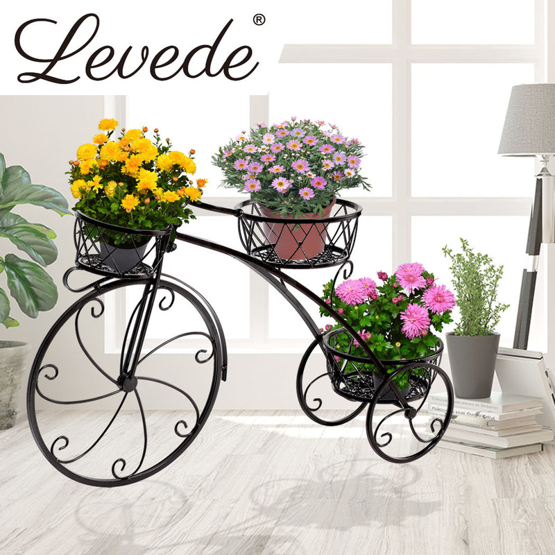 2x Plant Stand Outdoor Indoor Pot Garden Decor Flower Rack Wrought Iron Bicycles