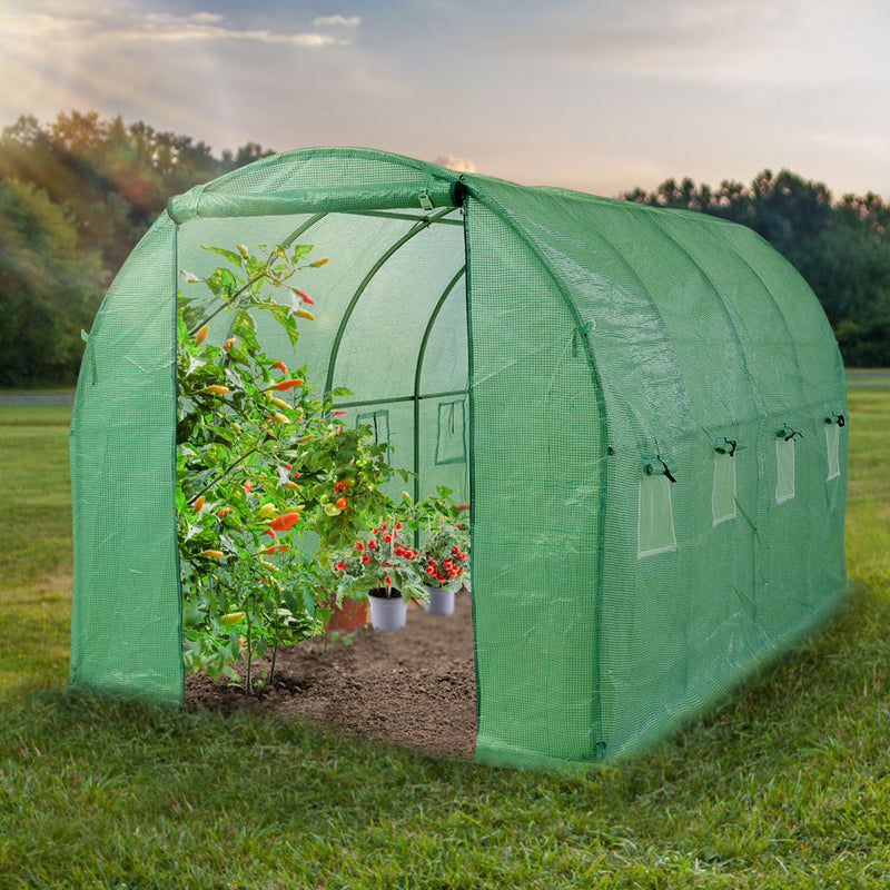 Greenhouse Plastic Film Shed Walk in Outdoor Garden Green House Tunnel Frame