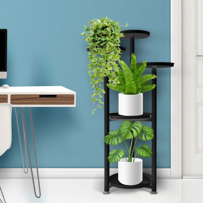 Levede Plant Stand Outdoor Indoor Flower Pots Rack Garden Shelf Black 100CM