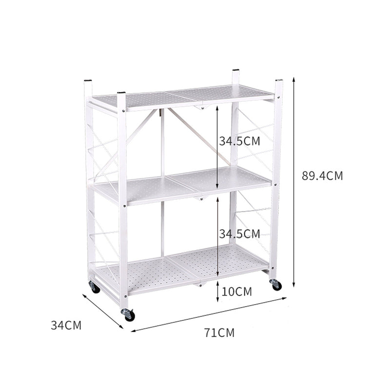 Foldable Storage Shelf Display Rack Bookshelf Bookcase Wheel Collapsible Cart