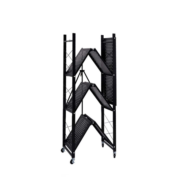 Levede Foldable Storage Shelf Display Rack Bookshelf Bookcase Wheel Collapsible
