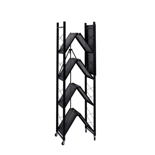 Levede Foldable Storage Shelf Display Rack Bookshelf Bookcase Wheel Collapsible