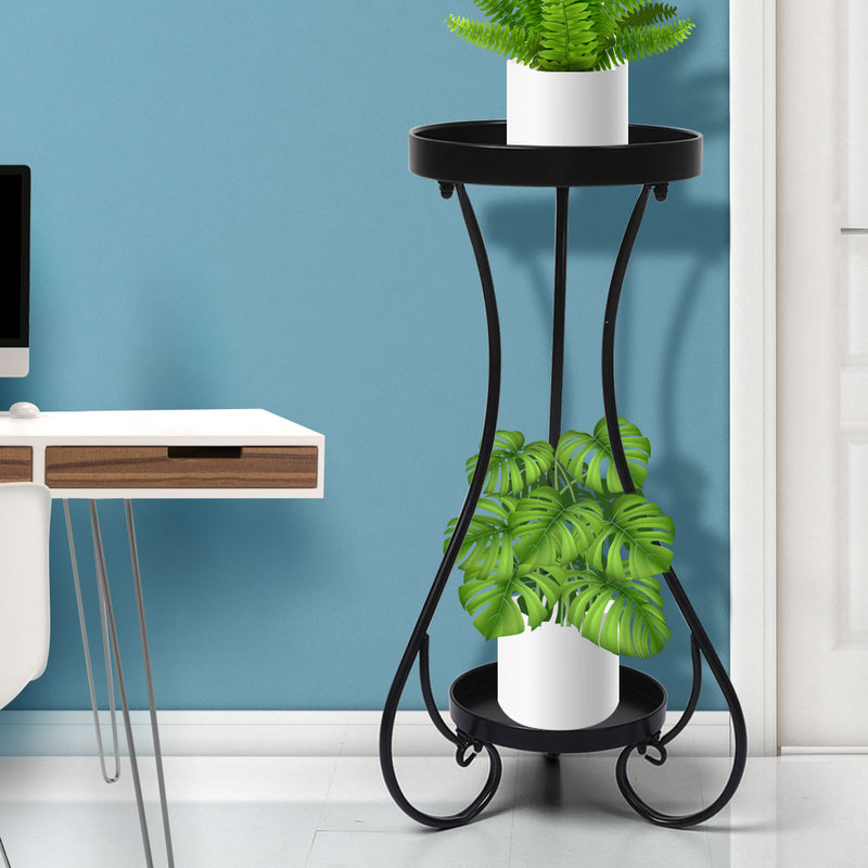 Levede Plant Stand 2 Tiers Outdoor Indoor Metal Flower Pots Rack Garden Shelf