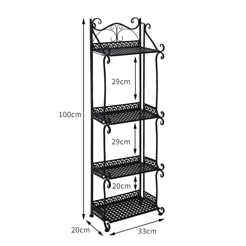 Levede Plant Stand 4 Tiers Outdoor Indoor Metal Flower Pots Rack Garden Shelf