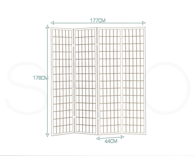 Levede 4 Panel Free Standing Foldable  Room Divider Privacy Screen Wood Frame