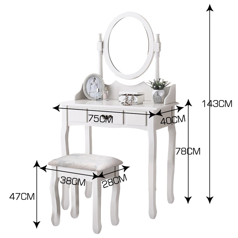 Levede Dressing Table Stool Mirror Makeup Jewellery Organizer Drawer Cabinet